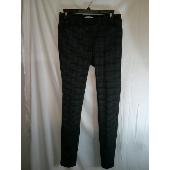 Calvin Klein Plaid Career‎ Pants Slim Fit Stretch Black Size 2 - Picture 1 of 3